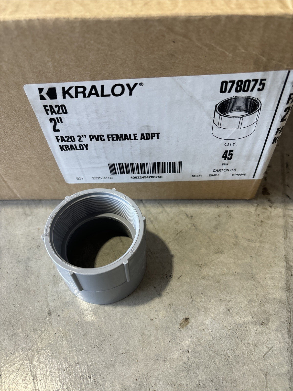 2” PVC Female Conduit Adapter Kraloy FA20 lot of 490
