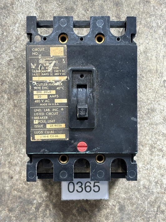 Cutler Hammer EHC3020 Circuit Breaker 20 A 3P 240/480V0