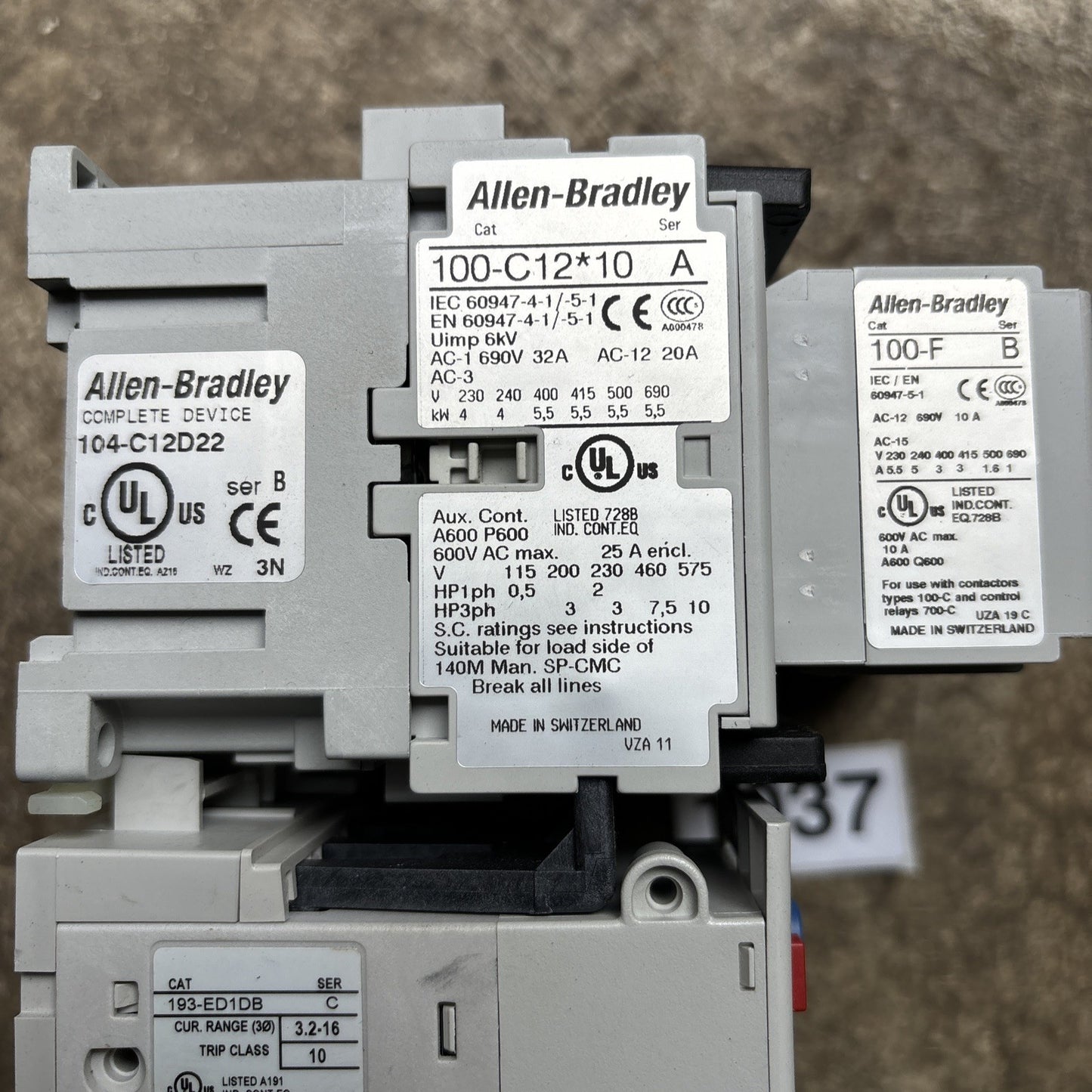 Allen Bradley 104-C12D22 Complete Device Starter With E1 Plus 193-ED1DB2