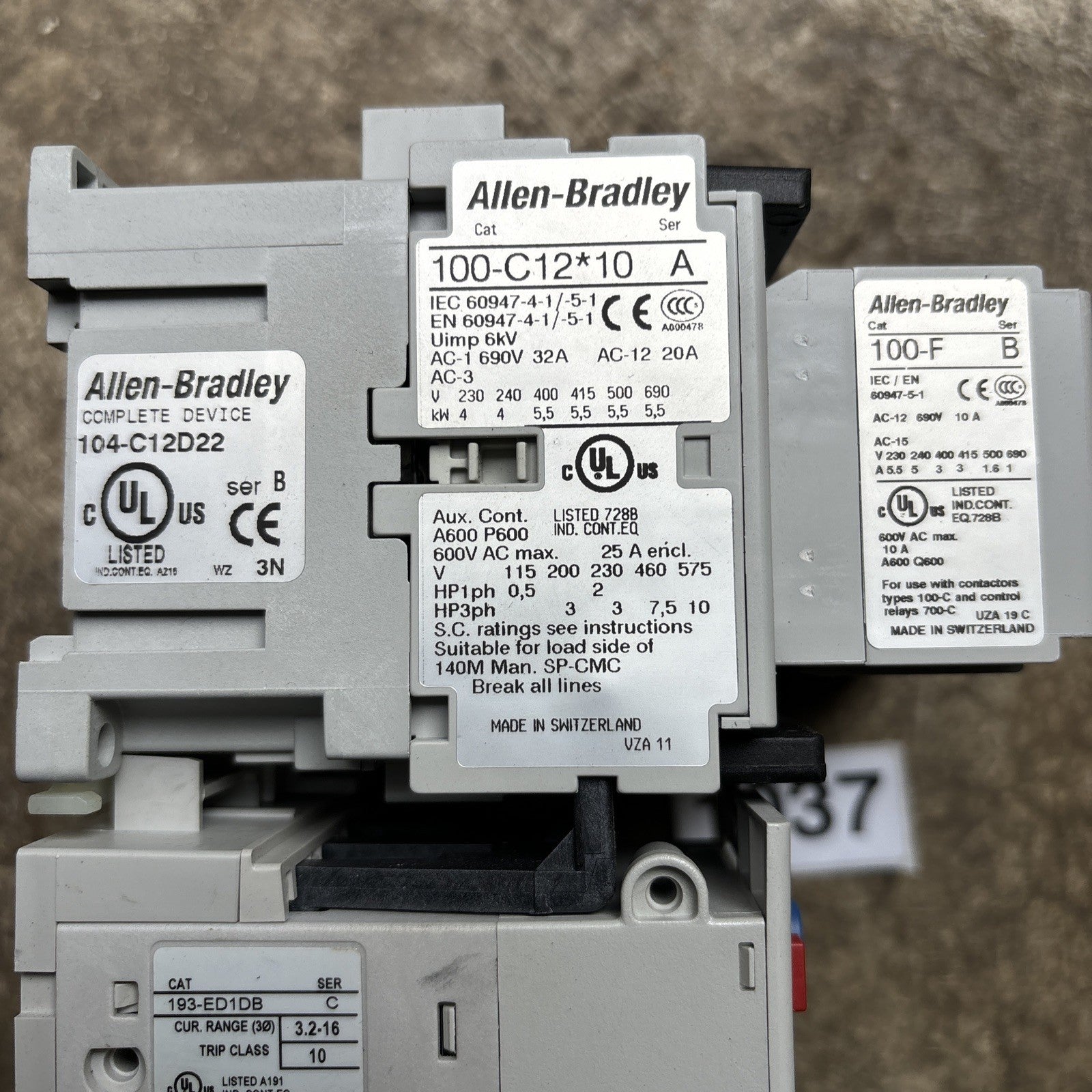 Allen Bradley 104-C12D22 Complete Device Starter With E1 Plus 193-ED1DB2
