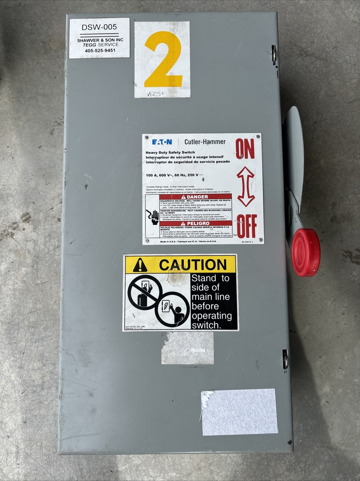 Eaton DH363FGK Heavy Duty Safety Switch 100 Amp 3 Pole 600 Vac0