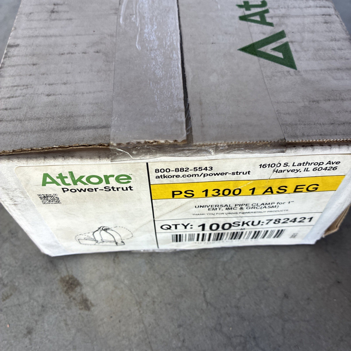 (Box of 100) Atkore Power Strut PS 1300 1" AS EG Pipe Clamp Part PS 1300 1 AS EG2