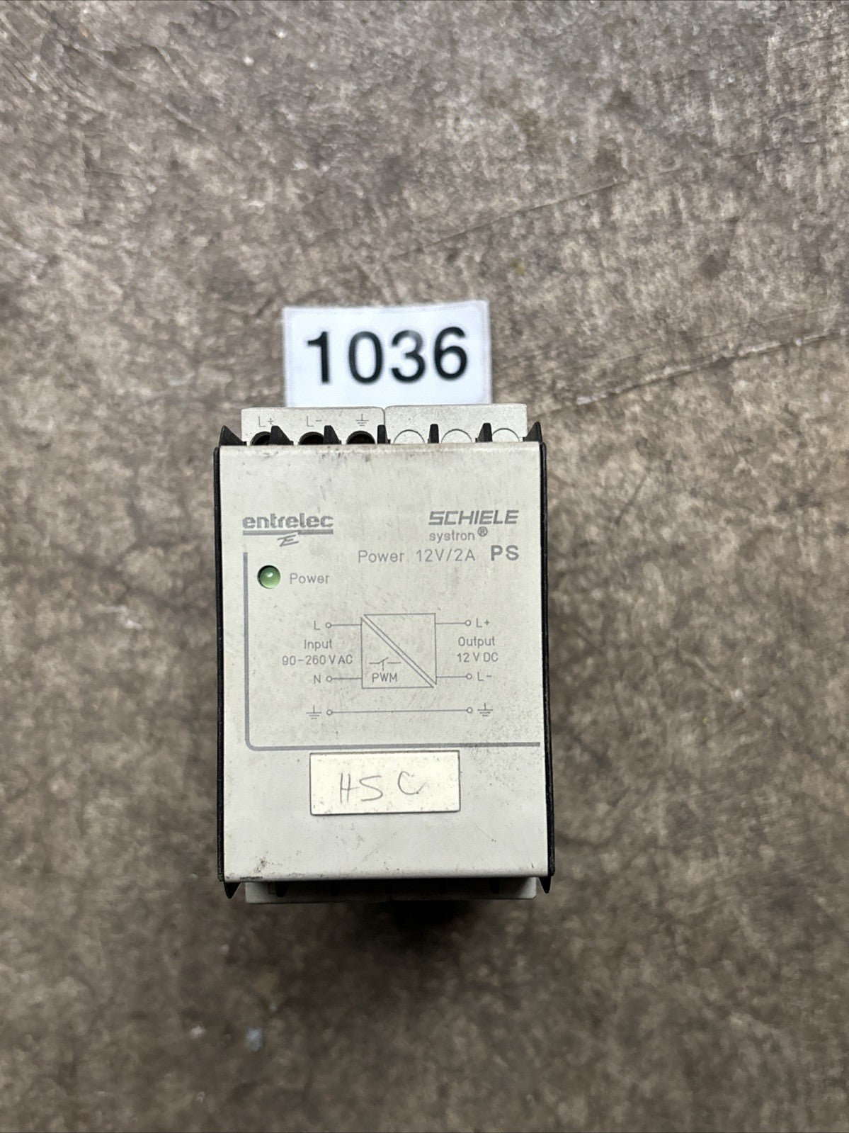 SCHIELE ENTRELEC SYSTRON PS 12V /2A POWER SUPPLY 2.423.418.100