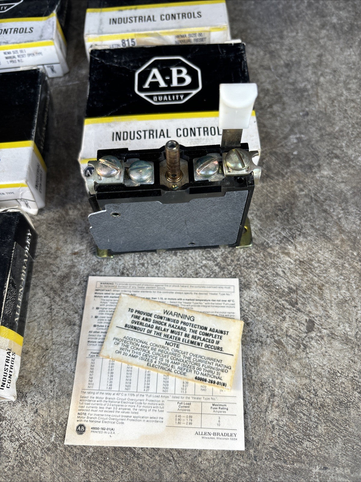 LOT OF 5 ALLEN BRADLEY 815 B0V4 OVERLOAD RELAY NEW1