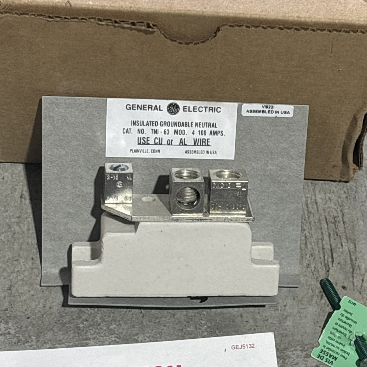 General Electric GE TNI63/TNI-63 Insulated Groundable Neutral1