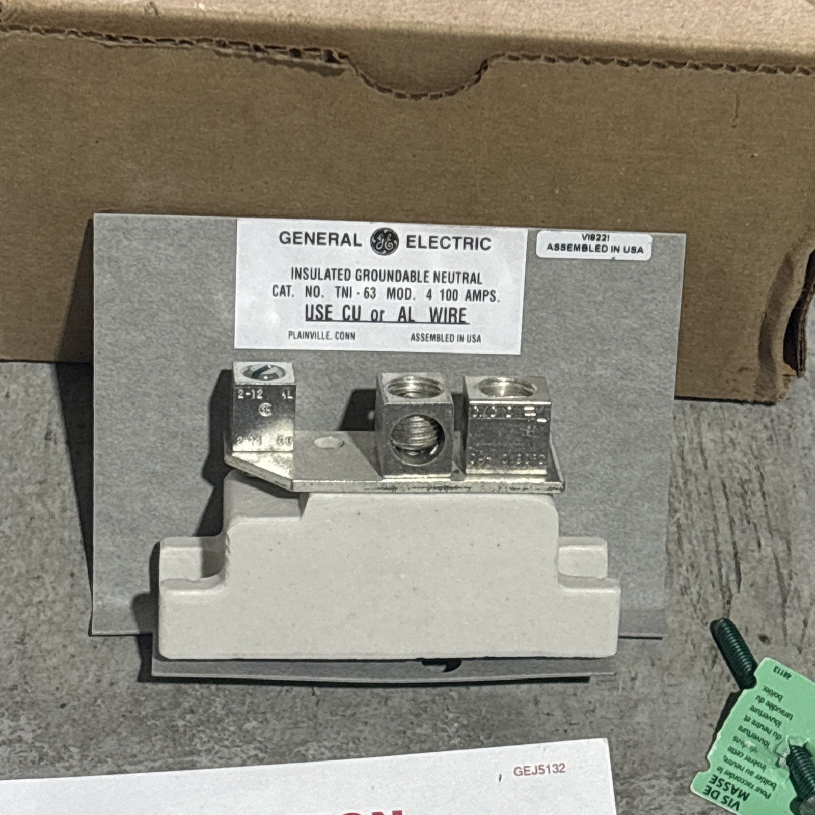 General Electric GE TNI63/TNI-63 Insulated Groundable Neutral1