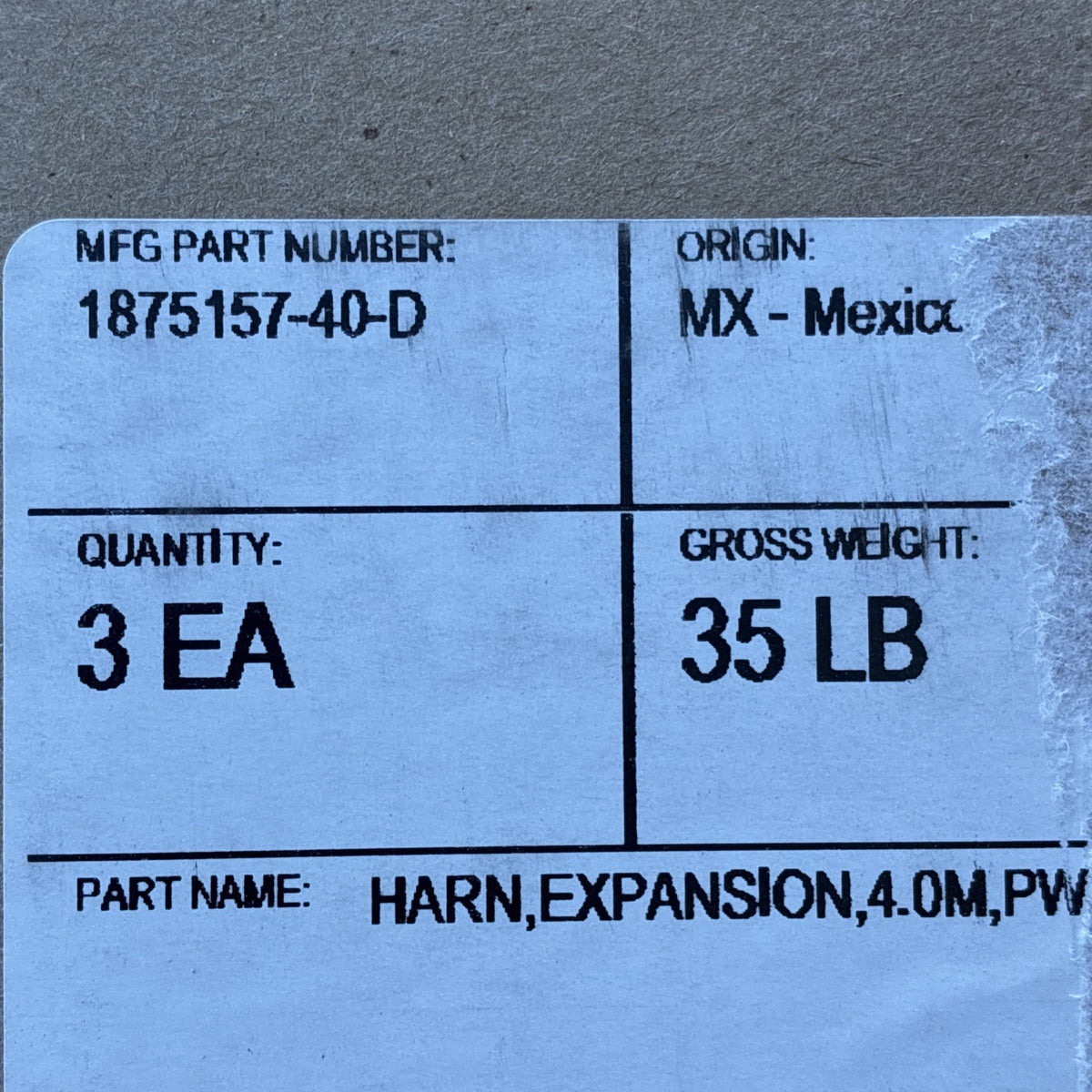 TESLA 1875157 40 D Harness, Expansion, 4M, PW Low Of 32