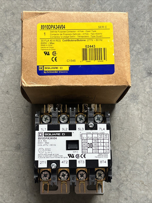 Square D 8910-DPA34 V04 Contactor - 277V 60 Hz Coil0