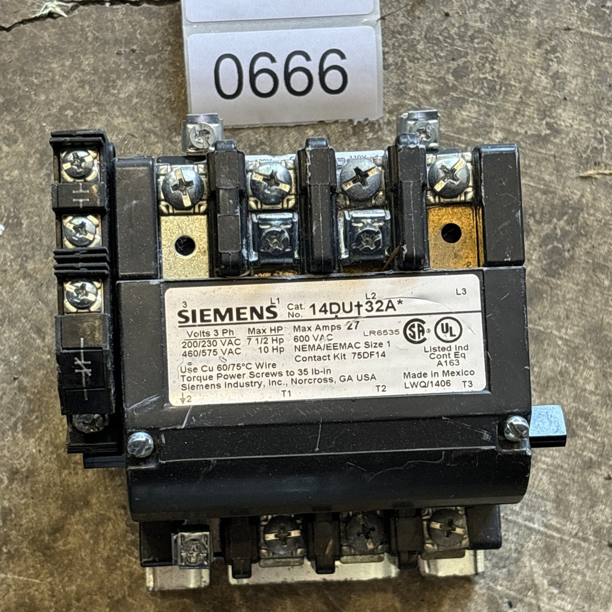 Siemens 14DU+32A* Starter 27 Amp, 3 P1