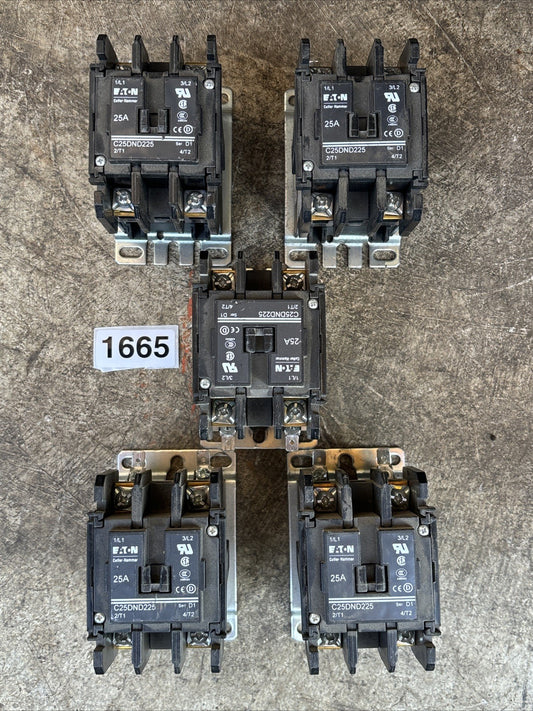 Lot Of 5 Eaton C25DND225, 25A Serial D1 Purpose Contactor0