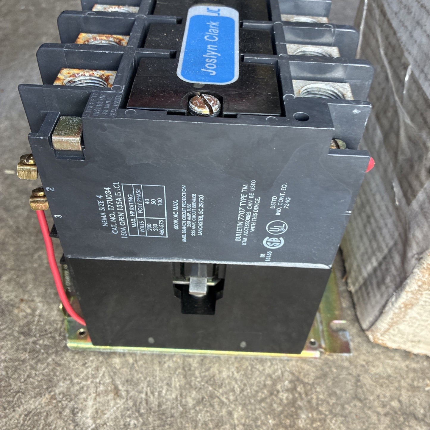 Joslyn Clark T77U03476 Industrial Control System Contactor NOS6