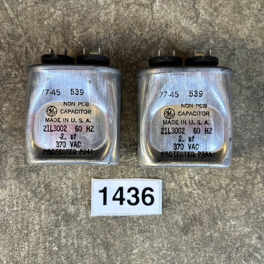Lot Of 2 General Electric 2UF 21L3002 370VAC Motor Run GE Capacitor0