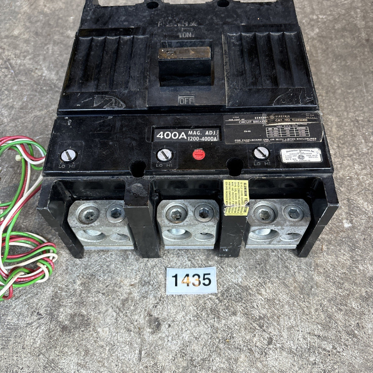 GE TJJ436400 400 Amp 600VAC 3 Pole Phase TJJ Breaker 400A W/Lugs 600V2
