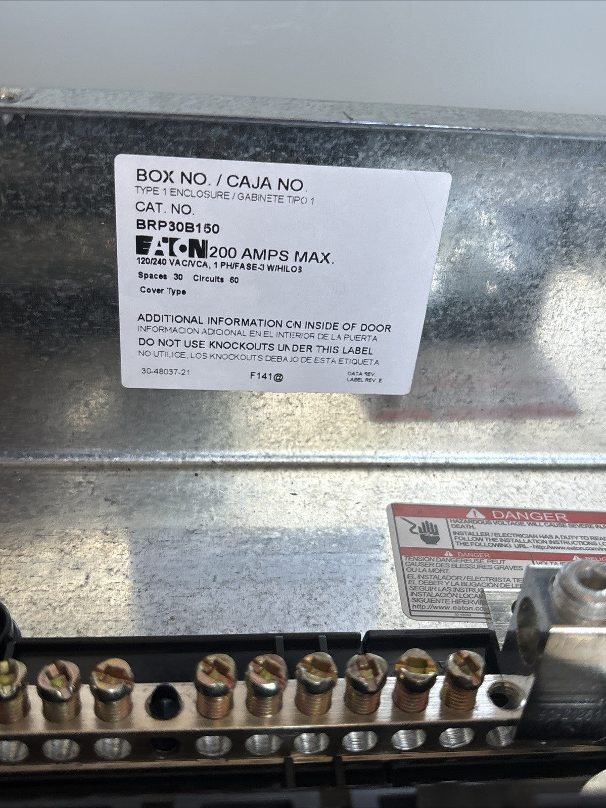 Eaton BRP30B150R Loadcenter 150A Main Breaker NEMA 3R 30 Space 60 Circuit5