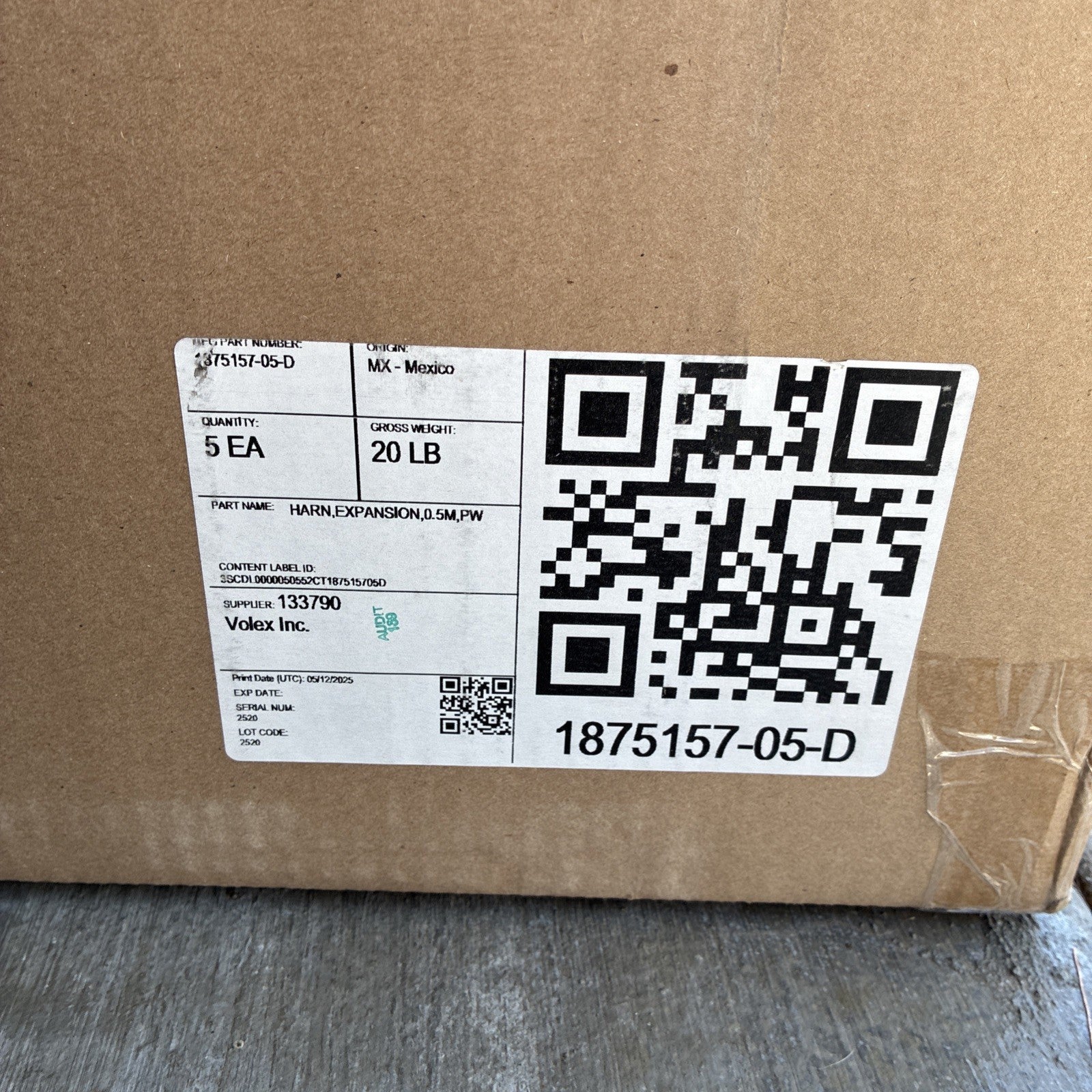 Case Of 6 TESLA 1875157 05 D Harness, Expansion, 0.5M, PW0