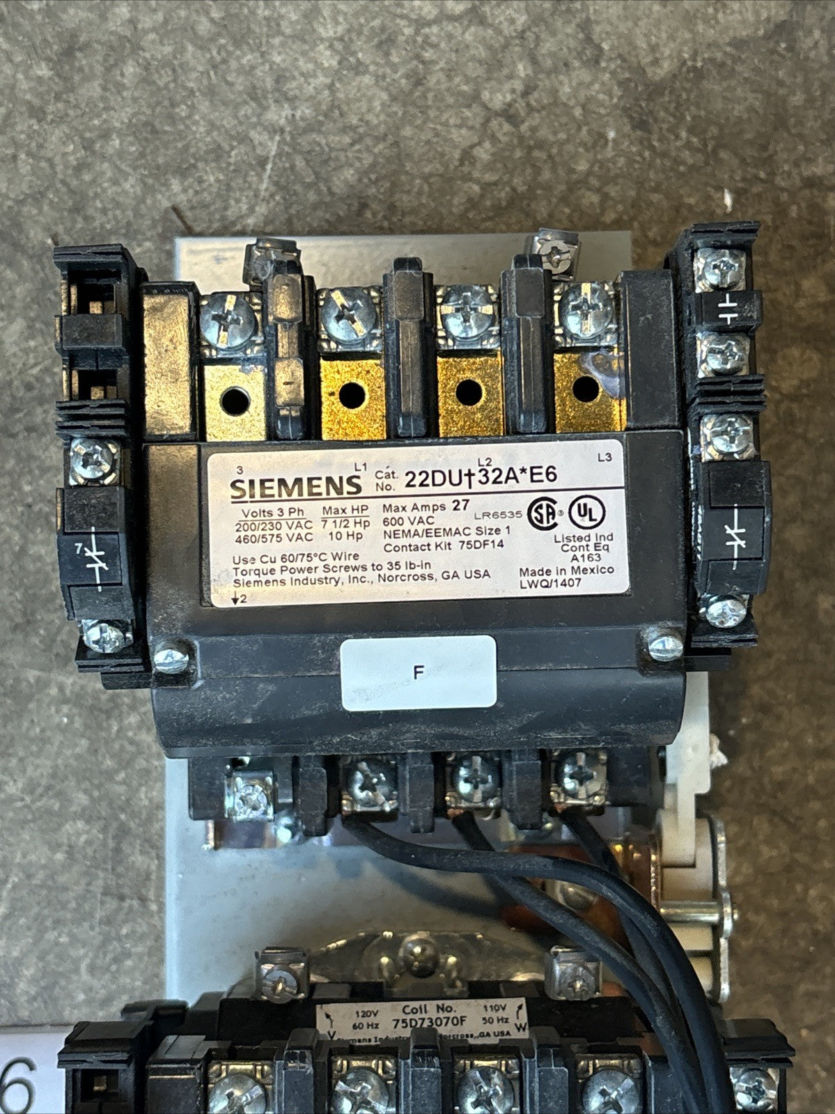 Siemens Motor Starter Size 1 Reversing 22DU+32A*E6 120 Volt Coil4