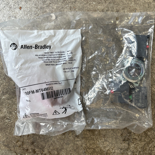 Allen Bradley 800FM-MT64MX12 Push Button, 60mm, Twist To Release0