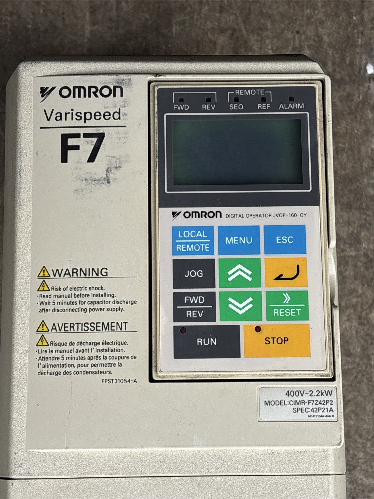 OMRON CIMR F7Z45P5 VARISPEED F7 DRIVE USED, GOOD1