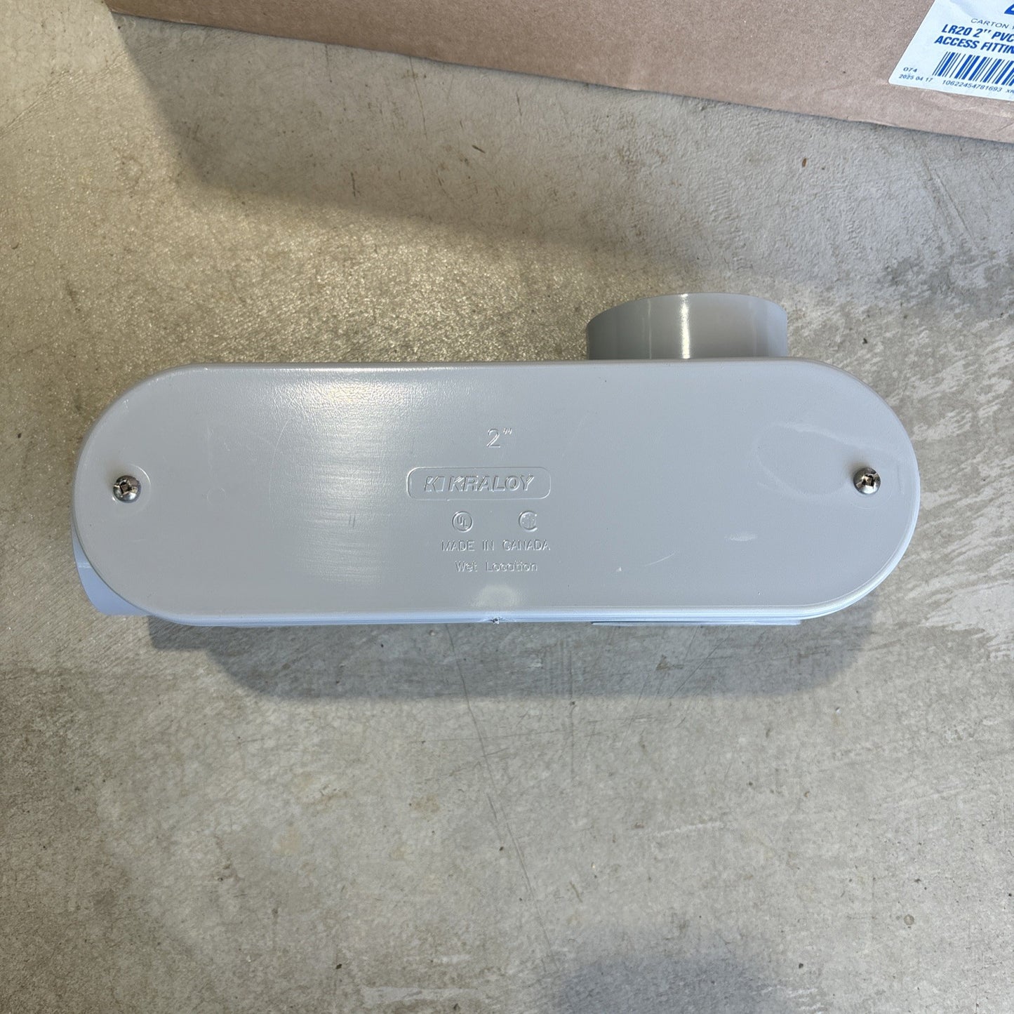 Kraloy 078169 LR20 2'' Type LR Conduit Body Access Fittings Gray PVC Case Of 102