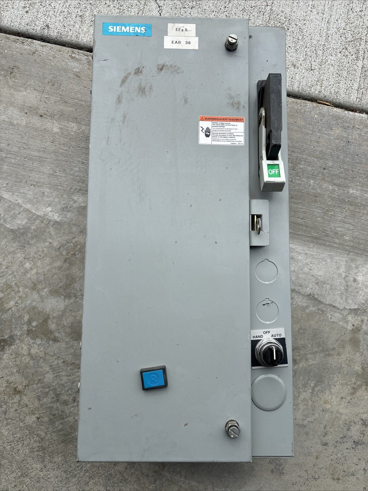 Siemens 18FSH92BF 480V Class 17/18 3 Phase Combination Magnetic Starter NEMA 10