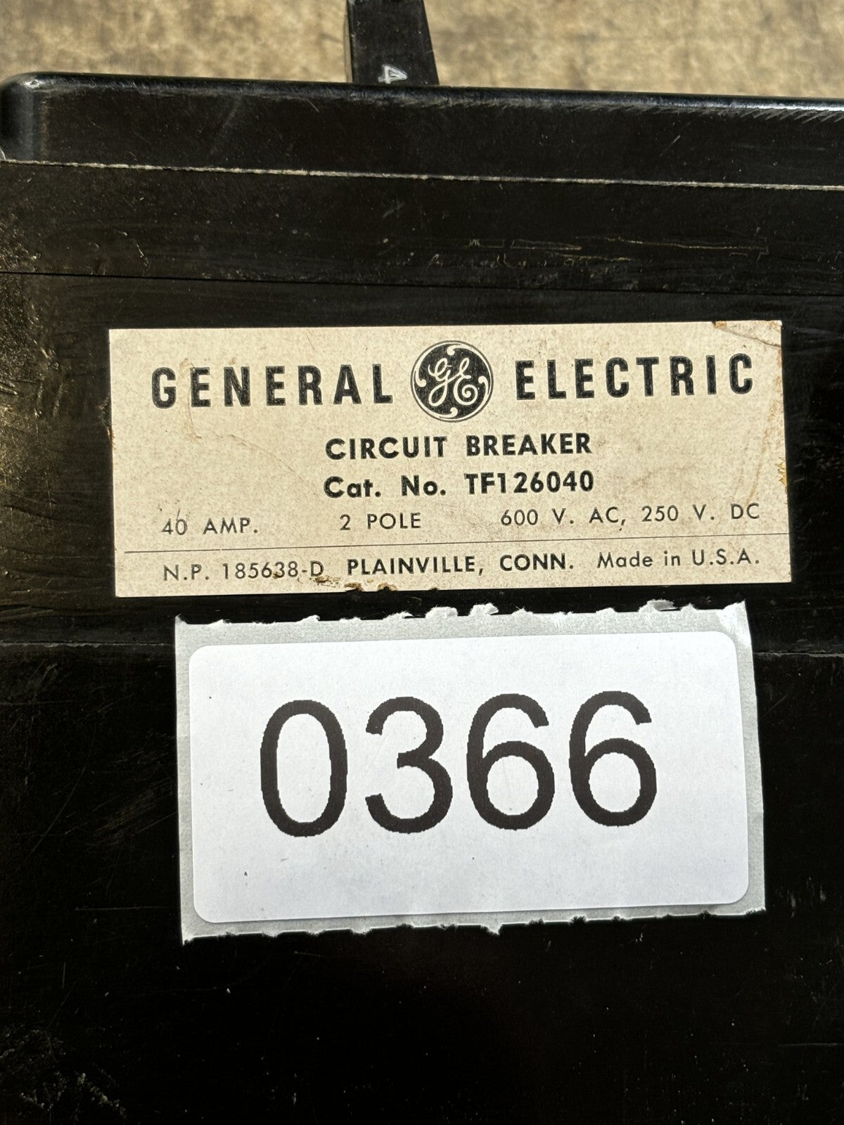 General Electric TF126040 Circuit Breaker 40 Amp 2 Pole 600 Vac2