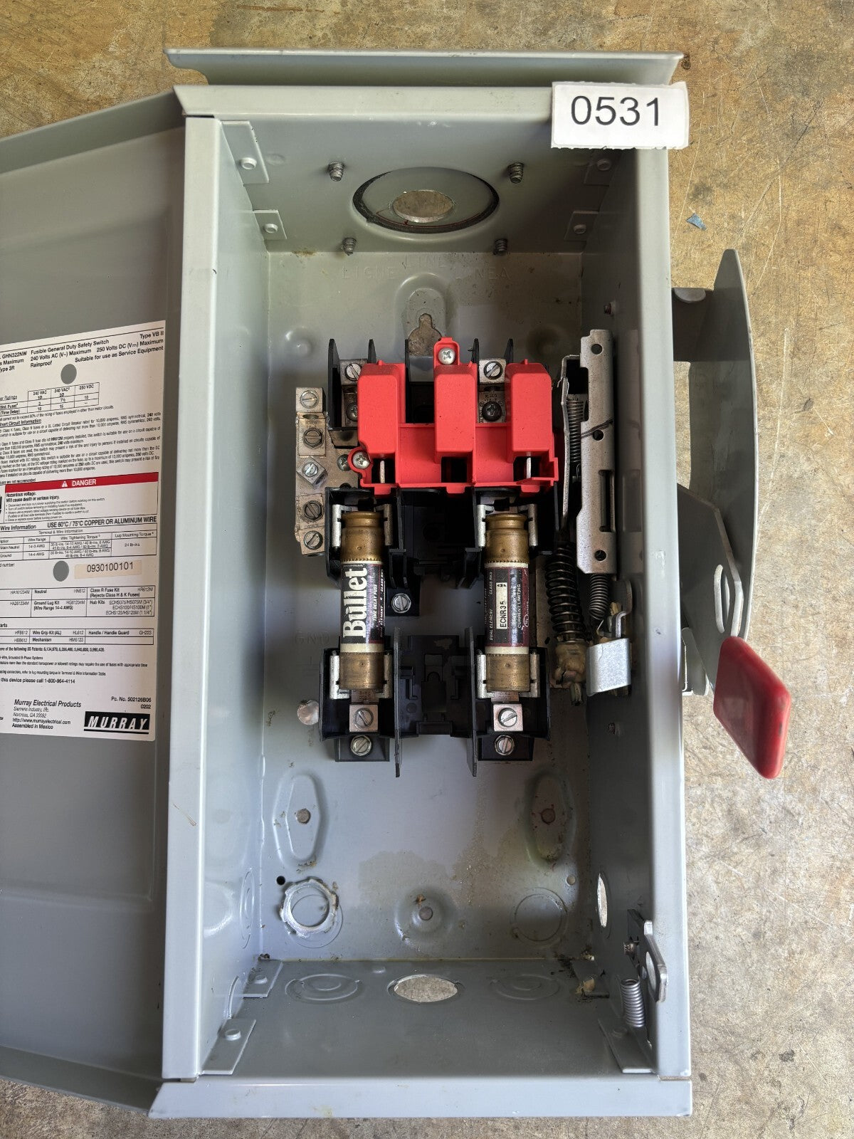 Murray GHN322NW Fusible General Duty Safety Switch 60 Amp 240 Vac2
