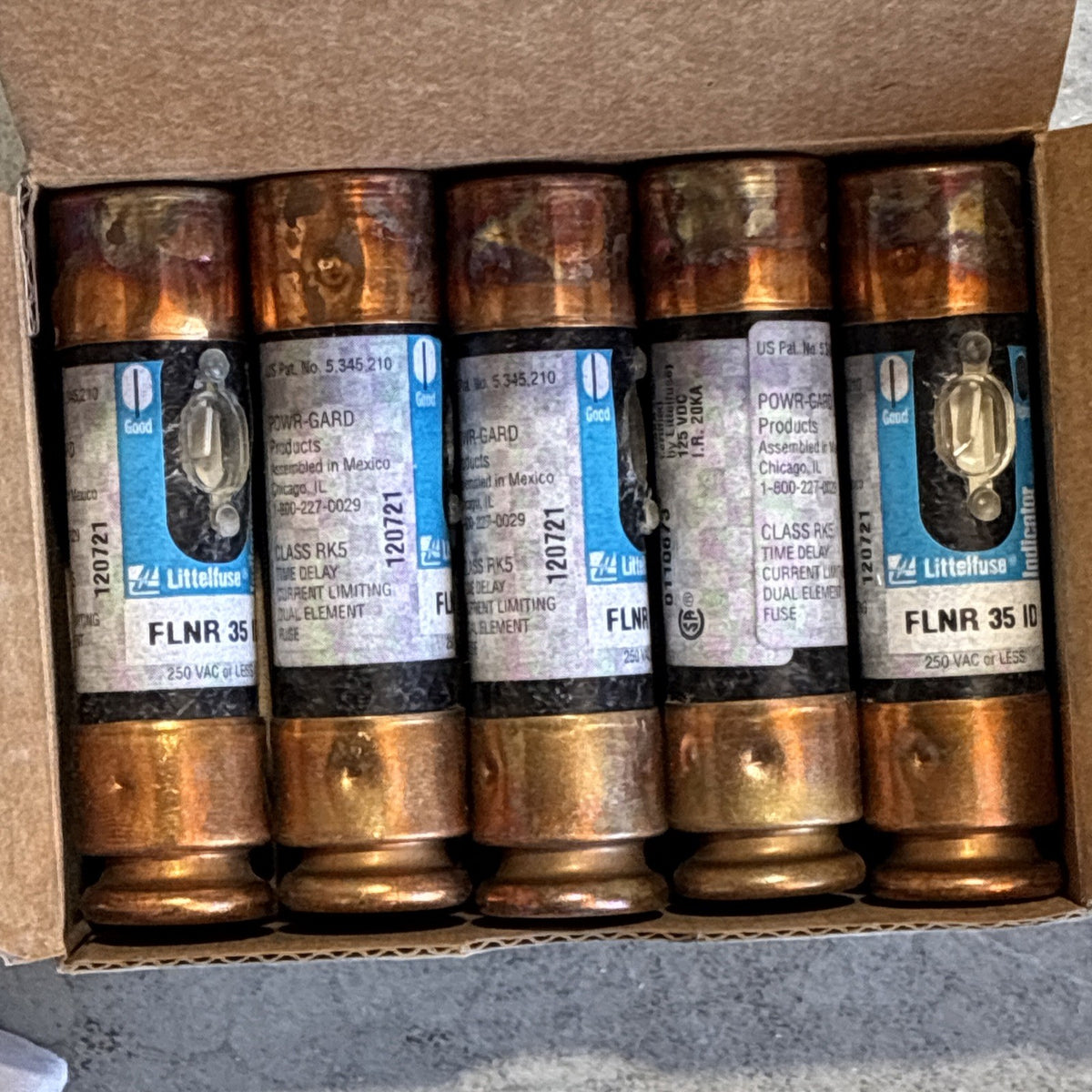 Lot of 5 LITTLEFUSE INDICATOR FUSE FLNR 35 ID1