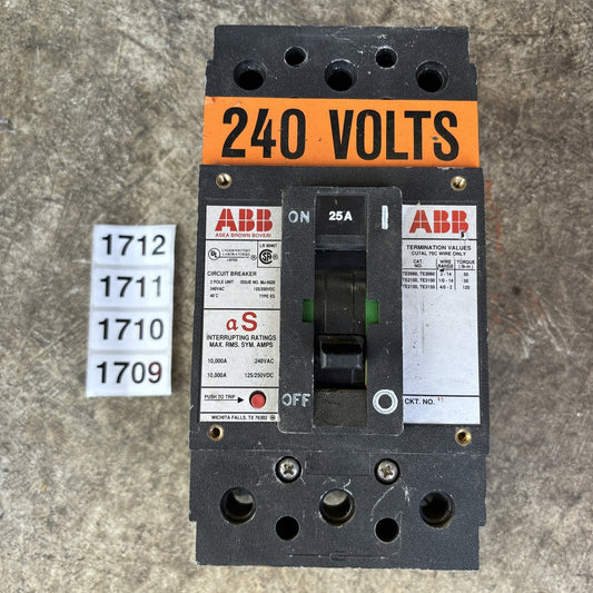 ABB CIRCUIT BREAKER TE2060 TE3060 TE2100 TE3100 TE2150 TE3150 100A TYPE EH USED0