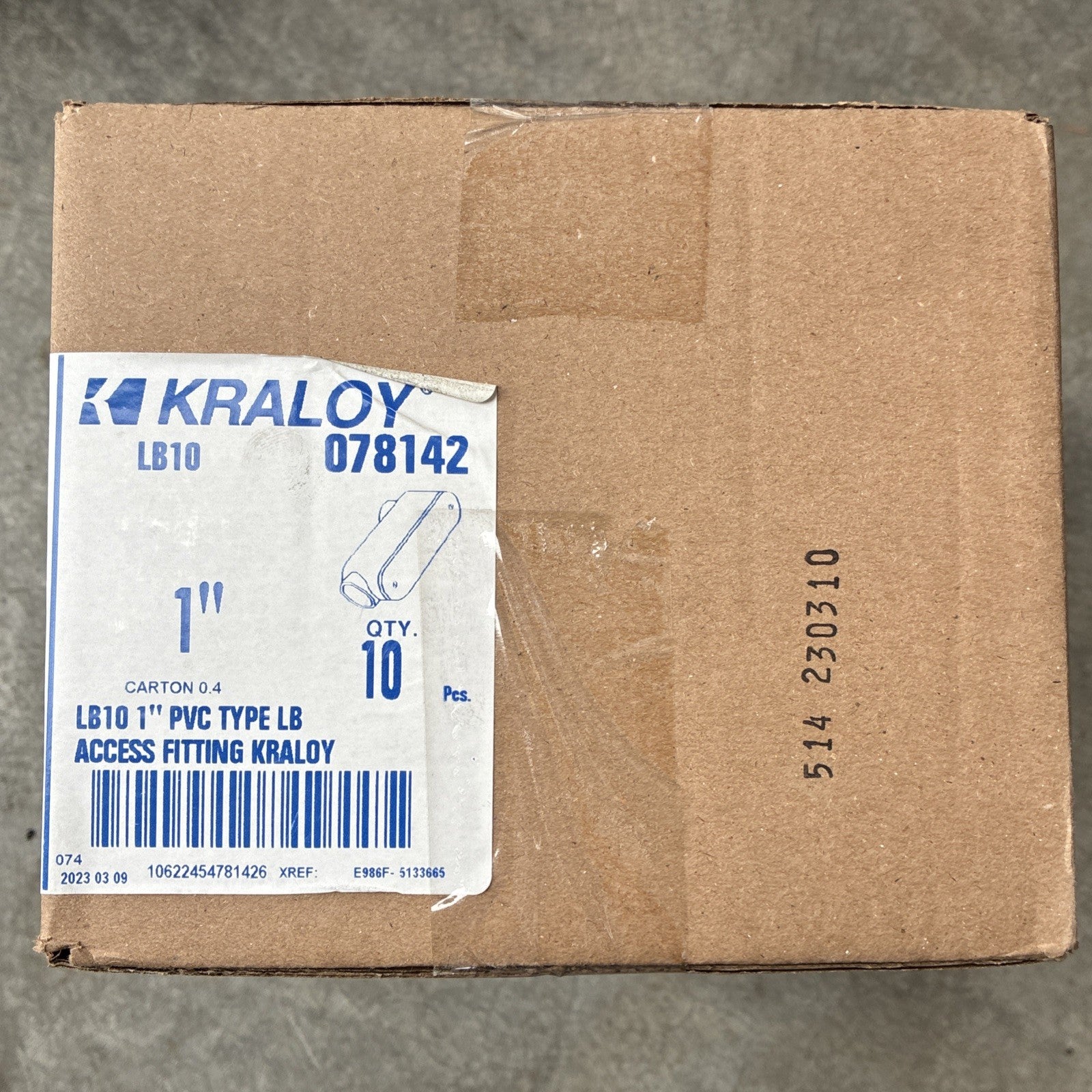 KRALOY RIGID NON METALLIC PVC TYPE LB CONDUIT FITTING 1" (BOX OF 10)1