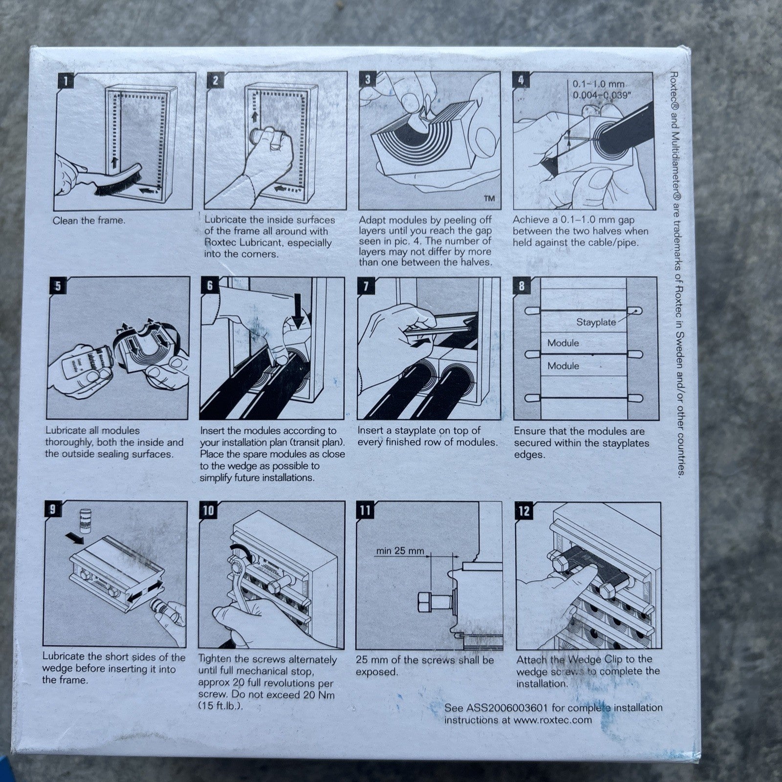 Roxtec Modules RM 60 Qty 4 Cable Entry Sealing System Peel Away RM001006010003