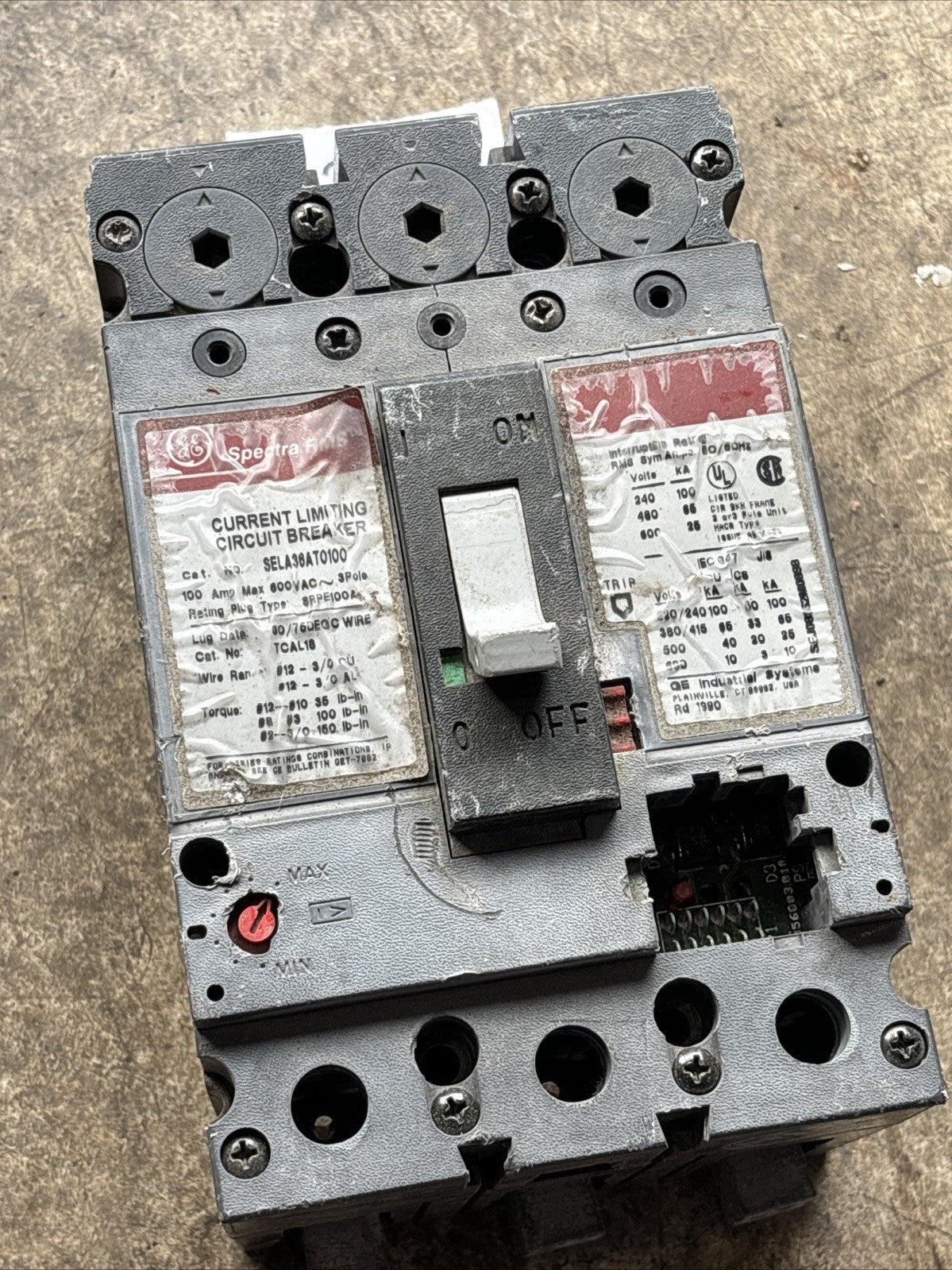 General Electric SELA36AT0100 Circuit Breaker 100A 3P 600V 3 pole 100 Amp TESTED1