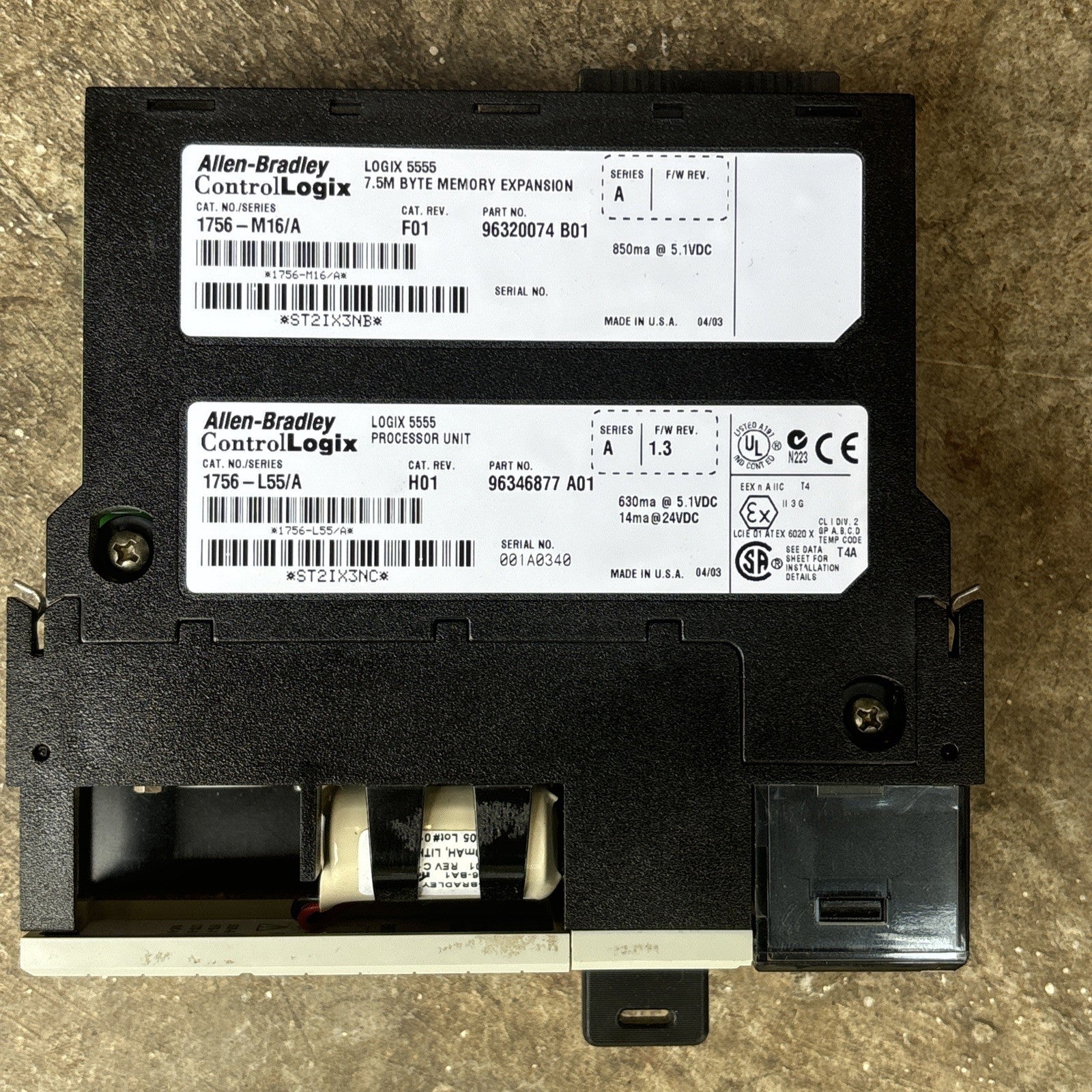 Allen Bradley  1756 M16/A  Memory 1756 L55/A Processor Controllogix 5555 Tested2