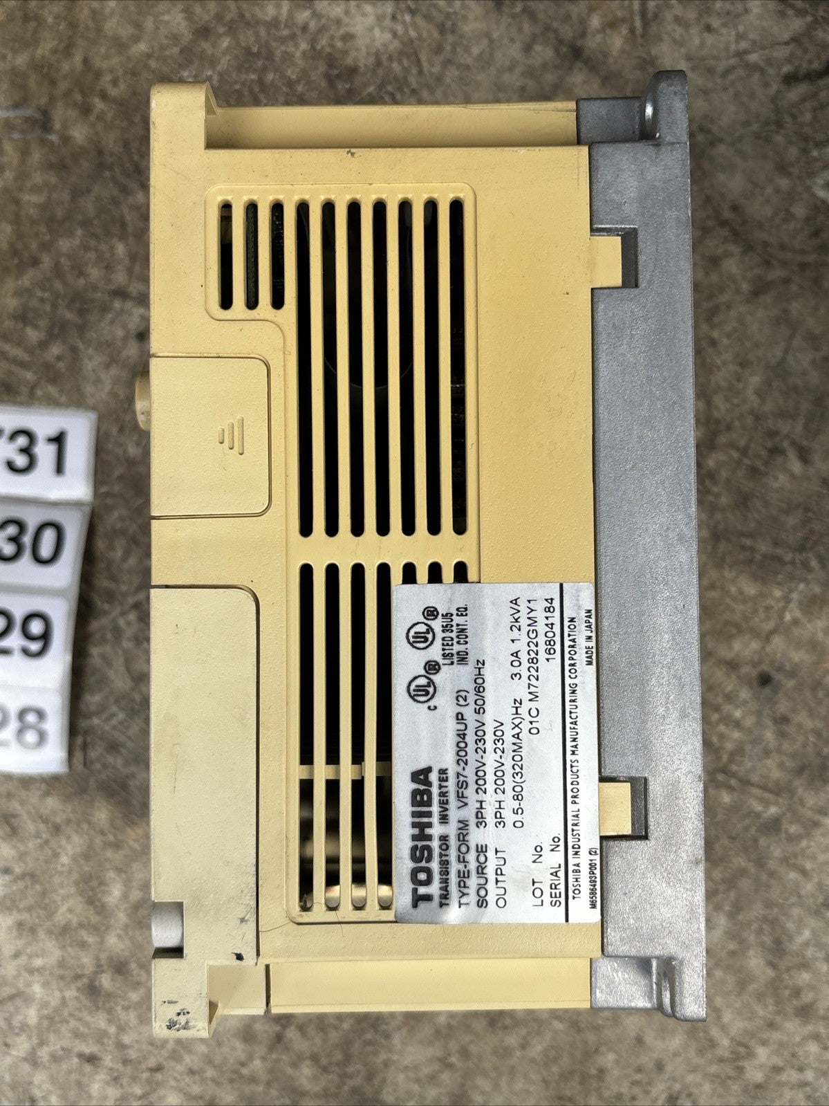 Toshiba VFS7 2004UP Transistor Invertor 3 Phase 3 Amp 200 230 Volts3