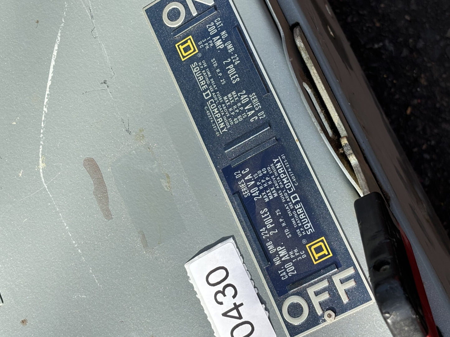 Square D QMB224 Fusible Panelboard Switch 200 Amp 2 Pole 240 Vac1
