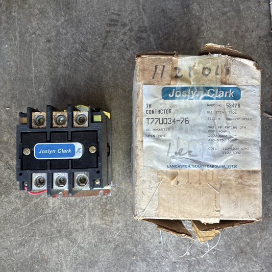 Joslyn Clark T77U03476 Industrial Control System Contactor NOS0