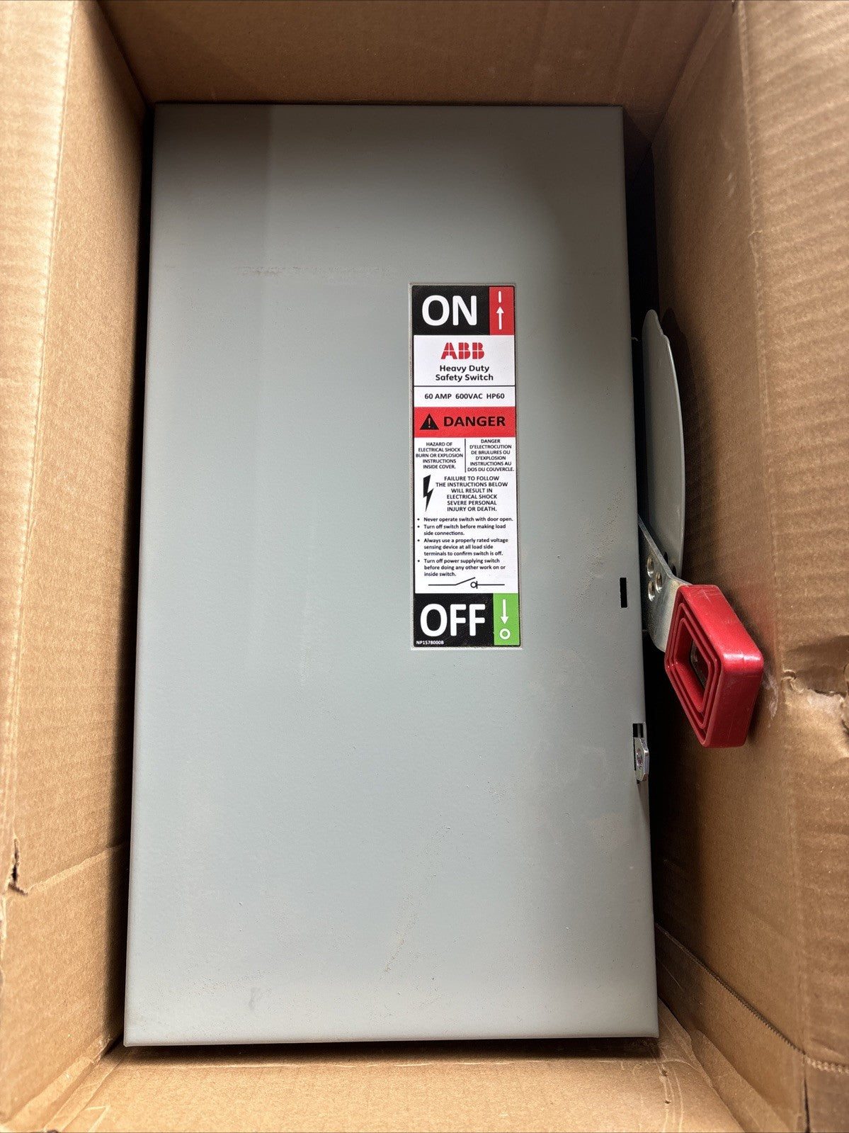 NEW GE THN3362 60 Amp 600V 3 Pole Non Fused Nema 1 Safety Switch MOD 101