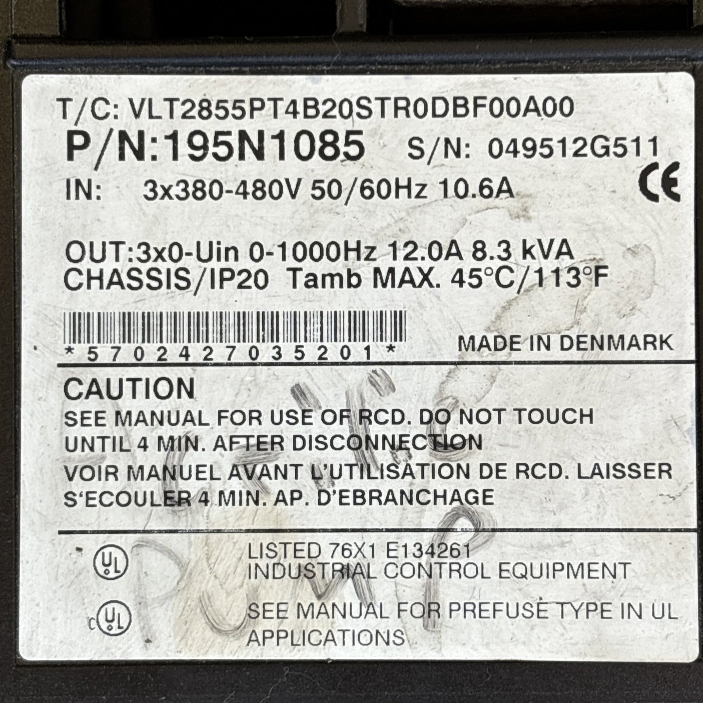 Danfoss 195N1085 VLT 2800 Variable Frequency AC Drive Used Good5