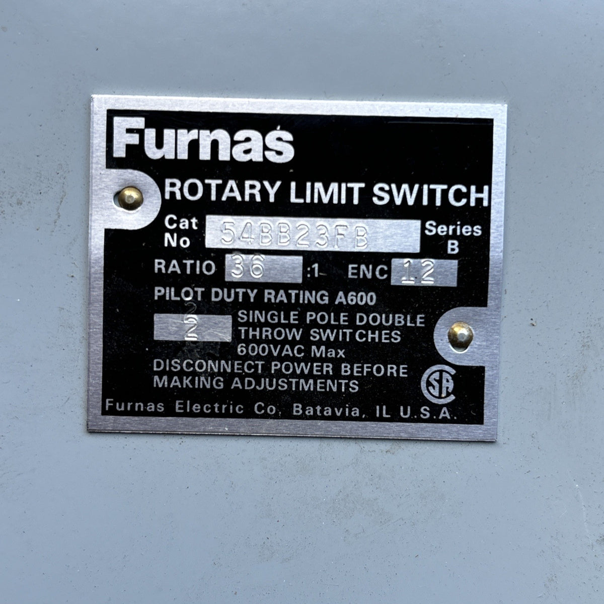 Furnas 54BB23EC Rotary Limit Switch 600v ac1