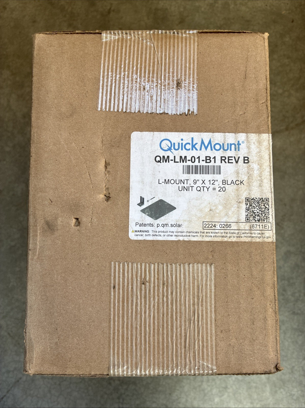20x Quick Mount QM LM 01 B1 REV B PV Solar Roof Flashing. Box Of 20. Black1