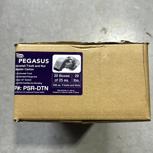 Pegasus PSR DTN SS Dovetail T Bolt And Flanged Nut 1/2 Socket (Box Of 500) 0