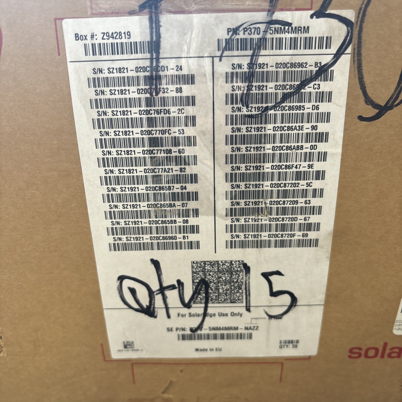 Lot Of 12 solar edge p370 solar panel optimizer1