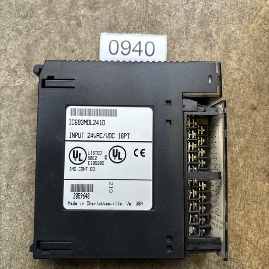 GE Fanuc Series 90 30 IC693MDL241D 24VAC/VDC 16PT Input Module USED IC693MDL2410