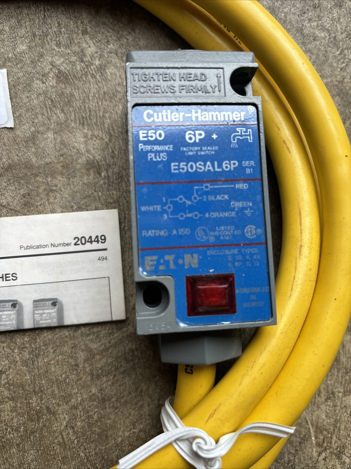 EATON CUTLER HAMMER HEAVY DUTY 6P+ LIMIT SWITCH E50SAL6P12 12FT CORD3