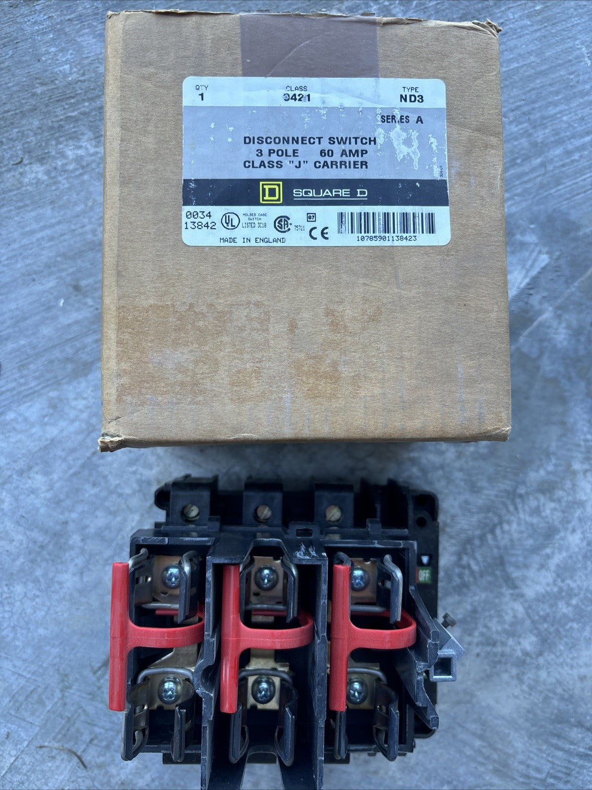 Square D ND3 Disconnect Switch 60AMP 600VAC-250VDC0