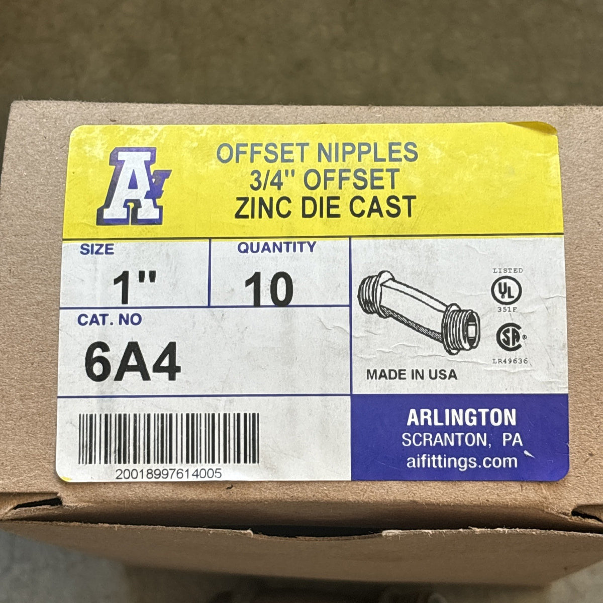 ARLINGTON INDUSTRIES 6A4 Malleable offset nipples 3/4” With 1” Length1