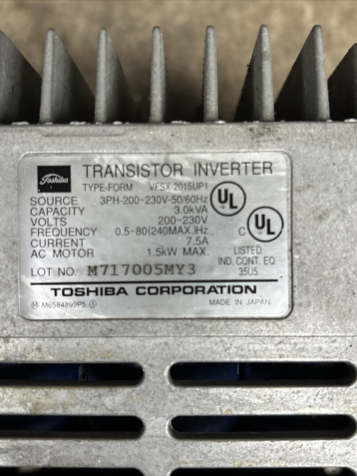 TOSHIBA VFSX 2015UP1 / VFSX2015UP1 Used, Good4