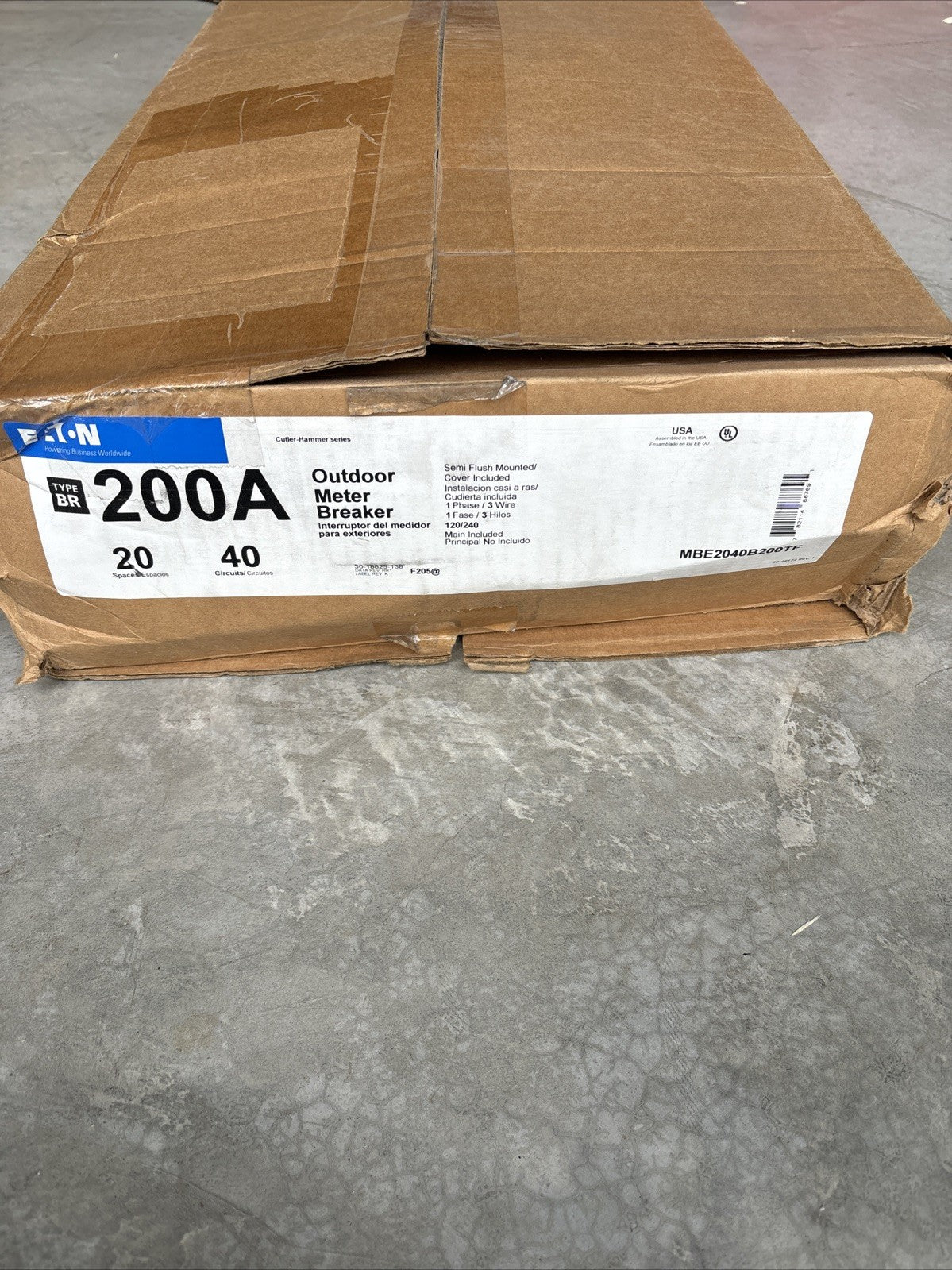 Eaton MBE2040B200TF 200Amp, 20 Spaces, 40 Circuit, Outdoor Meter Breaker Panel0
