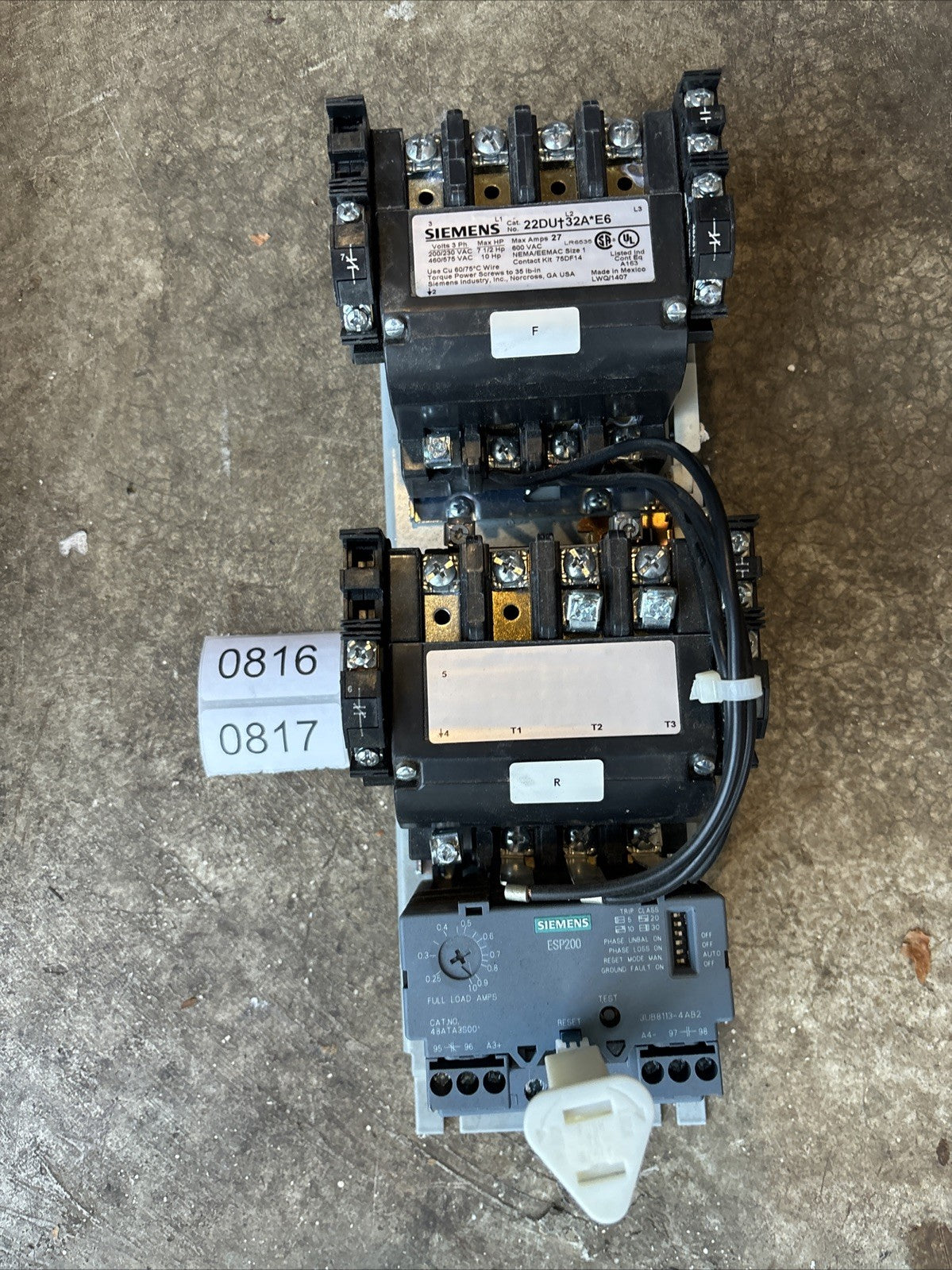 Siemens Motor Starter Size 1 Reversing 22DU+32A*E6 120 Volt Coil0