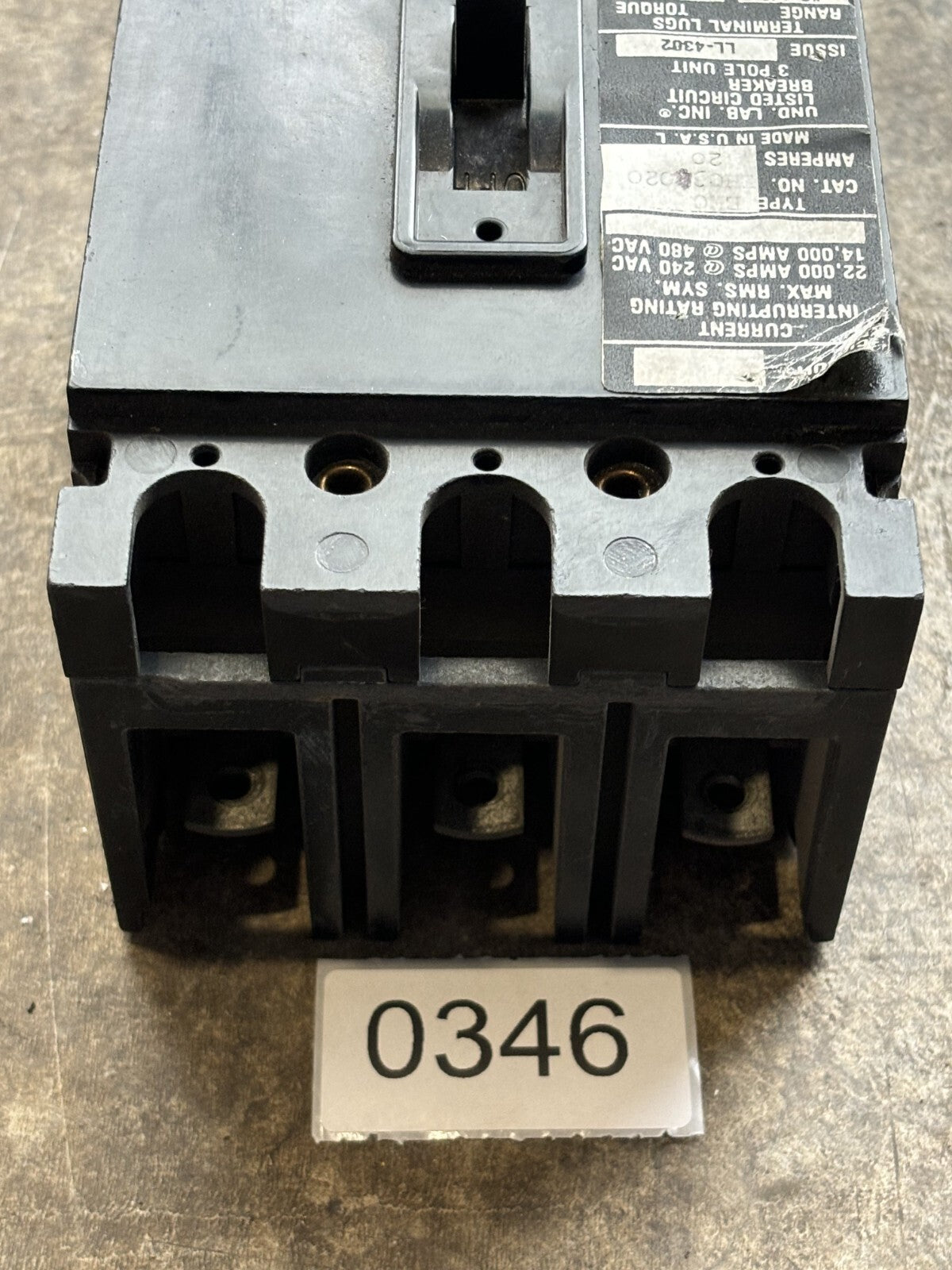 Cutler Hammer EHC3020 Circuit Breaker 20 A 3P 240/480V3