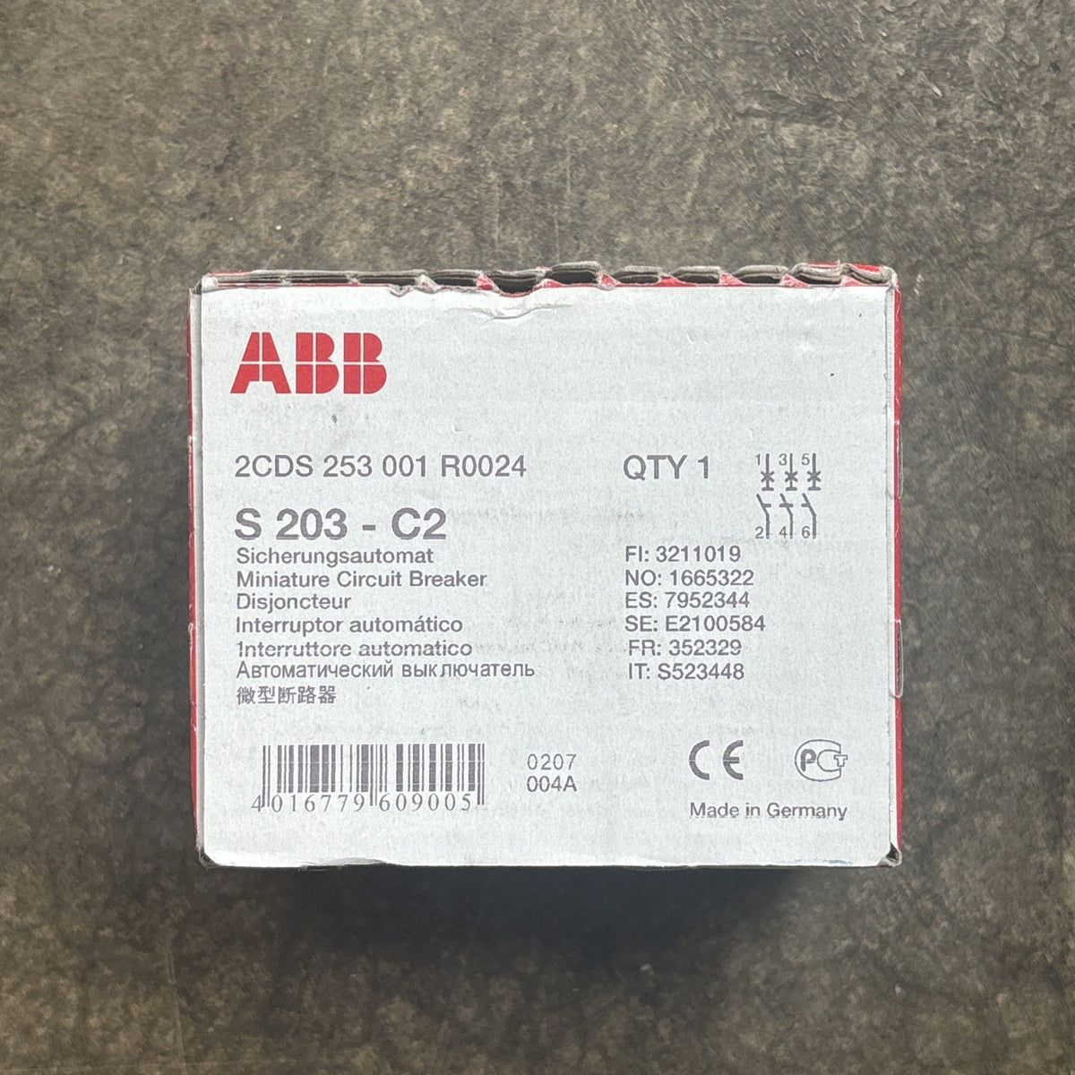ABB S203 C2 Miniature Circuit Breaker, 2CDS253001R00240